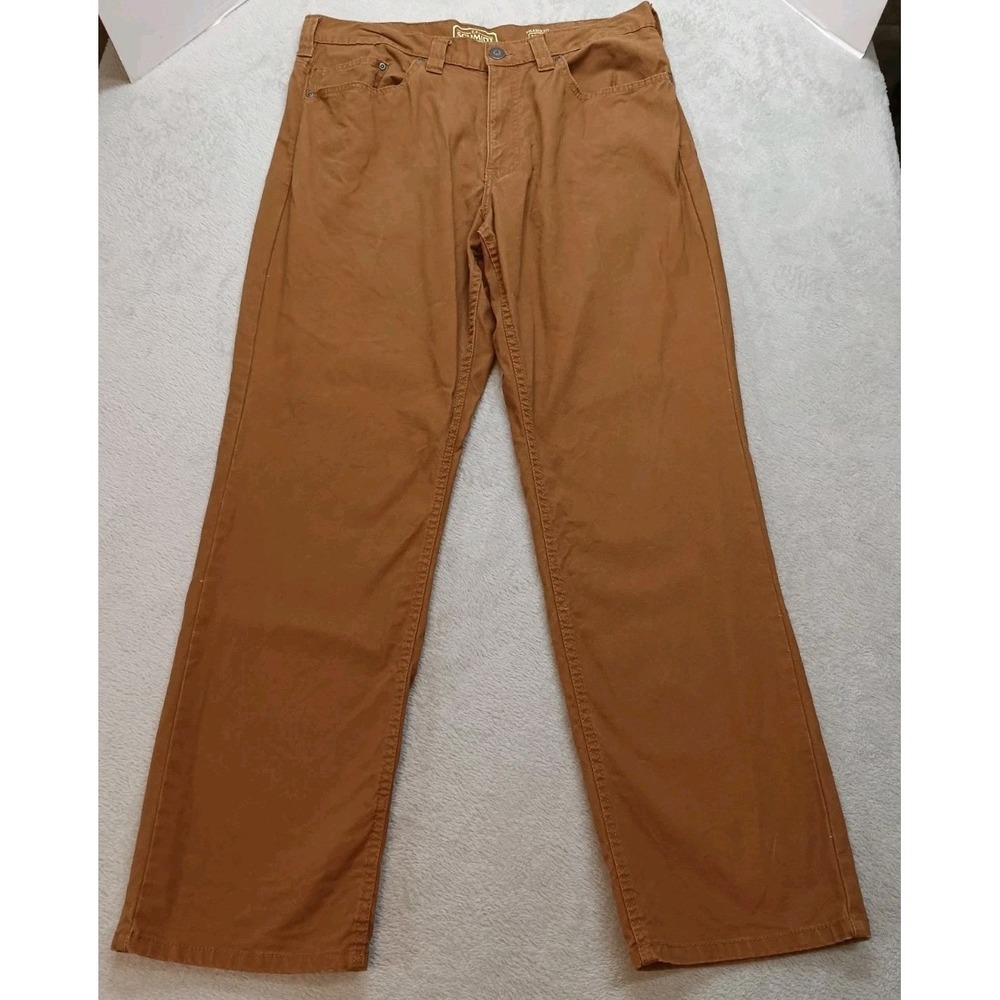C.E. Schmidt Workwear Men's Relaxed Fit 36×32 Brown Canvas Twill Work Pants.
